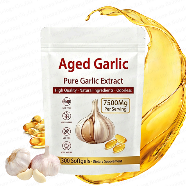 Offre sp&eacute;ciale Halal huile d'ail Capsule molle extrait d'ail vieilli Softgel suppl&eacute;ments d'ail sans odeur